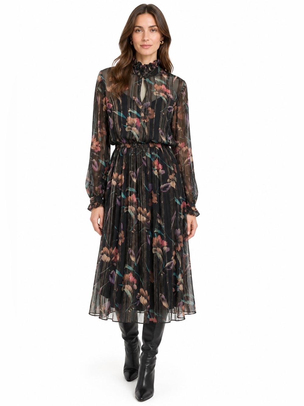 Vintage 80’s Custom Made Chiffon Floral Dress by Local Toronto Seamstress